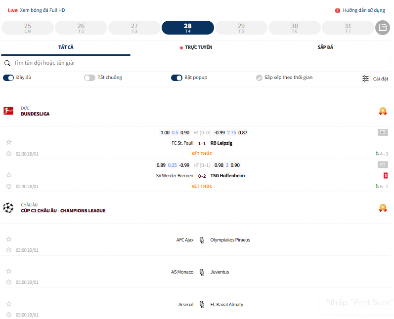 lịch thi đấu kết quả bóng đá 7m